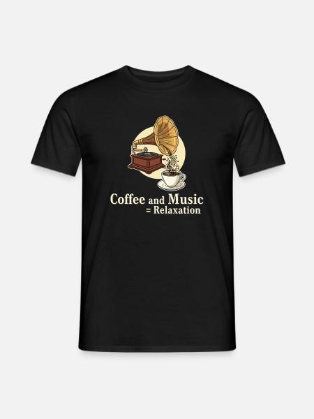 Coffee and Music = Relaxation - Men's T-Shirt - black