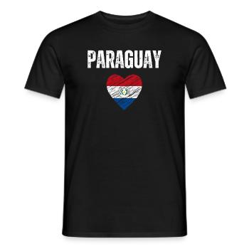 I love Paraguay, flag of Paraguay - Men's T-Shirt - black - Front - AI Model Male 178 light (178cm)
