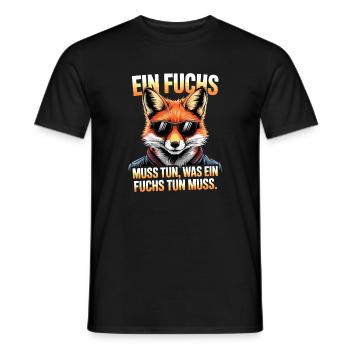 Fox saying: A fox must do what fox must do - Men's T-Shirt - black - Front - AI Model Male 178 light (178cm)