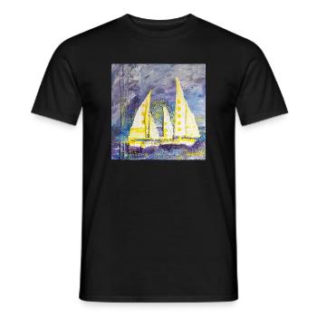 Farbenfroher Segelboot-Motiv im Expressionismus - Männer T-Shirt - Schwarz - Vorne - AI Model Male 178 light (178cm)
