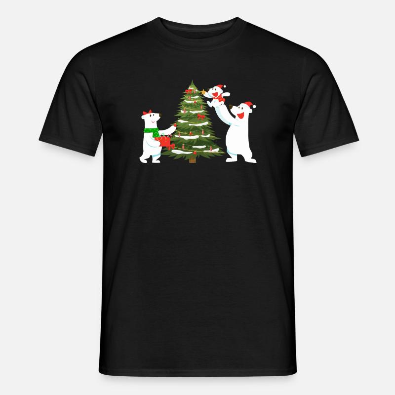 Festliche Eisbären mit Tannenbaum - Männer T-Shirt - Schwarz