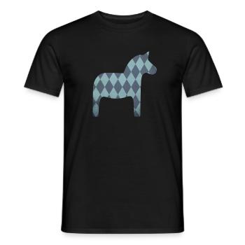 Dala Horse Diamond Pattern Scandinavian Decoration Kids - Men's T-Shirt - black - Front - AI Model Male 178 light (178cm)