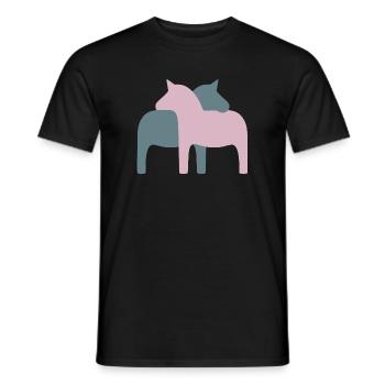 Dala Horse Couple Horses Love Wedding Decoration Love - Men's T-Shirt - black - Front - AI Model Male 178 light (178cm)