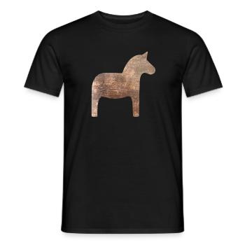 Dala Horse Wood Sweden Traditional Scandinavian - Men's T-Shirt - black - Front - AI Model Male 178 light (178cm)