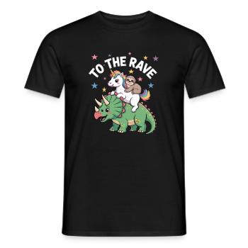 À la rave EDM Licorne Paresseux Chevauchant Dinosaure - T-shirt homme - noir - Devant - AI Model Male 178 light (178cm)