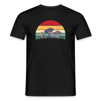 Motif mycologique du coucher de soleil - T-shirt homme - noir - Devant - AI Model Male 178 light (178cm)