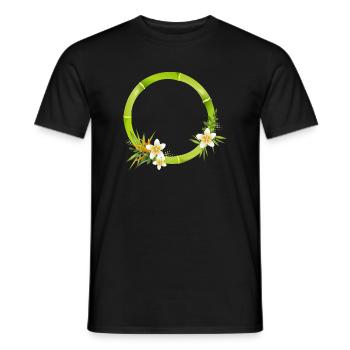 Bambusrahmen mit tropischen Blättern & Blüten - Männer T-Shirt - Schwarz - Vorne - AI Model Male 178 light (178cm)
