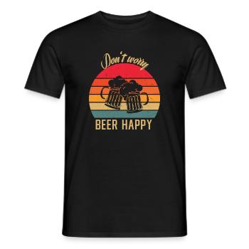 Don't Worry Beer Happy Oktober Wiese Fest Design - Männer T-Shirt - Schwarz - Vorne - AI Model Male 178 light (178cm)
