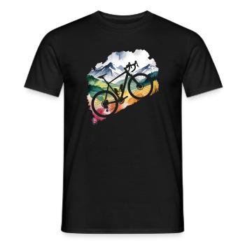 Mountain Biking Adventure Scene - Men's T-Shirt - black - Front - AI Model Male 178 light (178cm)