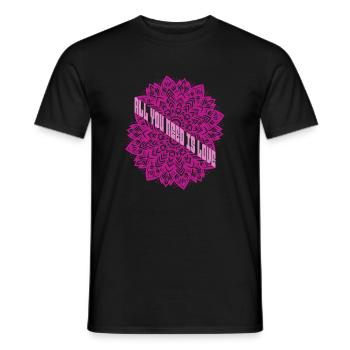 Mandala Lotus Flowers Purple ALL YOU NEED IS LOVE - Men's T-Shirt - black - Front - AI Model Male 178 light (178cm)