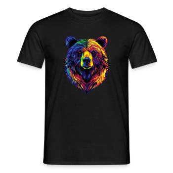 Ours brun, Grizzly, Frères d’ours, Forêt, Ours sauvages - T-shirt homme - noir - Devant - AI Model Male 178 light (178cm)