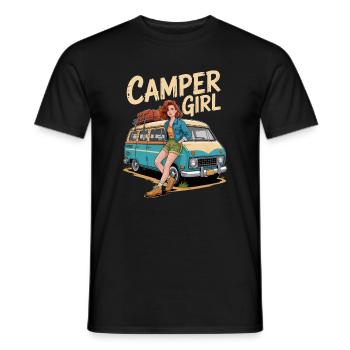 Camper Girl Vintage Travel - Men's T-Shirt - black - Front - AI Model Male 178 light (178cm)