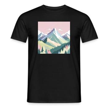 Abstract mountain landscape with pastel colors - Men's T-Shirt - black - Front - AI Model Male 178 light (178cm)