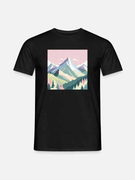 Abstrakte Berglandschaft mit Pastellfarben - Männer T-Shirt - Schwarz