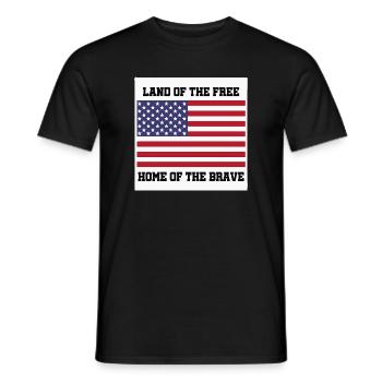 Drapeau patriotique américain avec texte en gras - T-shirt homme - noir - Devant - AI Model Male 178 light (178cm)