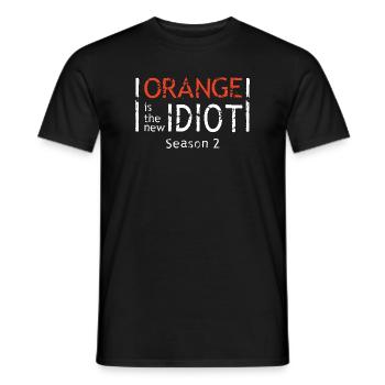 Jagged Orange Text Motif Design - Men's T-Shirt - black - Front - AI Model Male 178 light (178cm)
