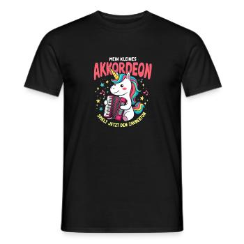 Mein kleines Akkordeon Einhorn spielt Zauberton - Männer T-Shirt - Schwarz - Vorne - AI Model Male 178 light (178cm)