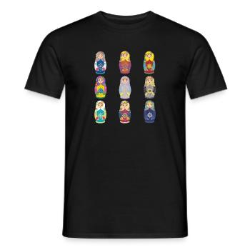 Matriochka Pop Art Designs. Matreshka / Matroshka - T-shirt homme - noir - Devant - AI Model Male 178 light (178cm)
