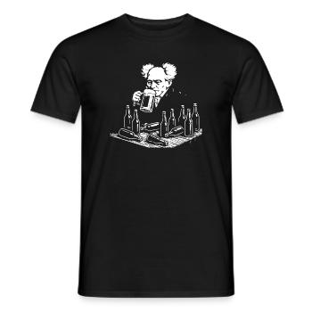 Arthur Schopenhauer trinkt Bier in der Kneipe - Männer T-Shirt - Schwarz - Vorne - AI Model Male 178 light (178cm)