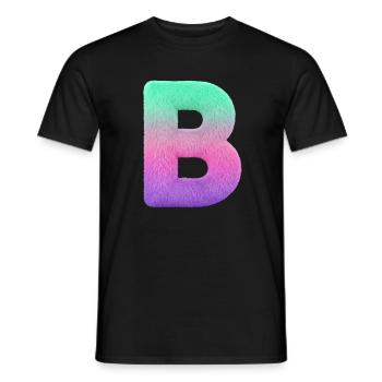 Letter B with fur and pastel gradient - Men's T-Shirt - black - Front - AI Model Male 178 light (178cm)