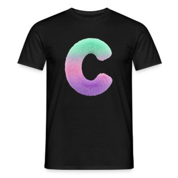 Lettre C aspect fourrure et dégradé de couleurs - T-shirt homme - noir - Devant - AI Model Male 178 light (178cm)