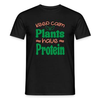Keep Calm Plants Have Protein - Vegan Vegetarian - T-shirt homme - noir - Devant - AI Model Male 178 light (178cm)