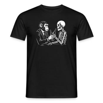monkey and skeleton drinks beer in the pub. - Men's T-Shirt - black - Front - AI Model Male 178 light (178cm)