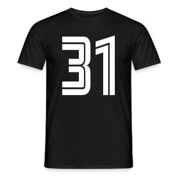 Maillot numéro 31 – Cadeau anniversaire 31 ans - T-shirt homme - noir - Devant - AI Model Male 178 light (178cm)