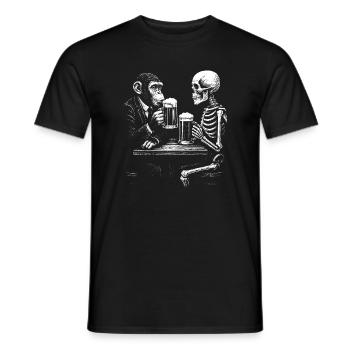 Humorvoller Skelett- und Affenbier-Toast - Männer T-Shirt - Schwarz - Vorne - AI Model Male 178 light (178cm)