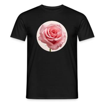 Delicate rose blossom with water drops - Men's T-Shirt - black - Front - AI Model Male 178 light (178cm)