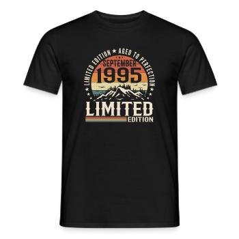 September 1995, September 1995 Geburtstagsgeschenk - Männer T-Shirt - Schwarz - Vorne - AI Model Male 178 light (178cm)