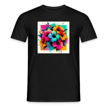 Fleurs d’hibiscus - T-shirt homme - noir - Devant - AI Model Male 178 light (178cm)