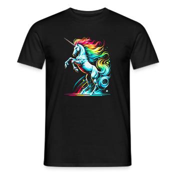 Vibrant néon licorne tolérance illustration - T-shirt homme - noir - Devant - AI Model Male 178 light (178cm)