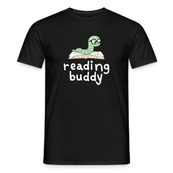 Reading friend Cute bookworm with book - Men's T-Shirt - black - Front - AI Model Male 178 light (178cm)