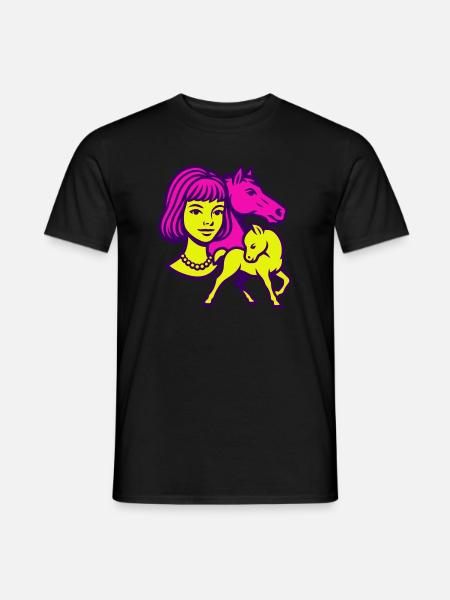 Pferdemädchen Pop-Art - Männer T-Shirt - Schwarz