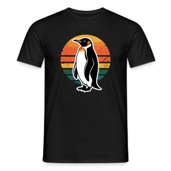 Penguin silhouette with sunset - Men's T-Shirt - black - Front - AI Model Male 178 light (178cm)