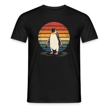 Vintage Pinguin Sonnenuntergang Design - Männer T-Shirt - Schwarz - Vorne - AI Model Male 178 light (178cm)