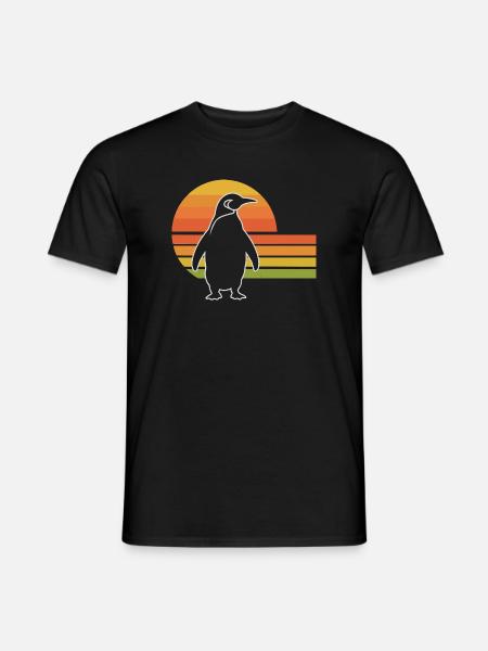 Penguin silhouette sunset design - Men's T-Shirt - black