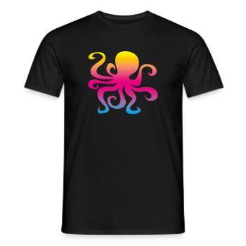 Pieuvre Calmar Arc-en-ciel Coloré Enfants - T-shirt homme - noir - Devant - AI Model Male 178 light (178cm)