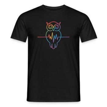 Rainbow Owl Heartbeat Design - Men's T-Shirt - black - Front - AI Model Male 178 light (178cm)