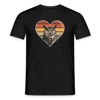 Retro Owl Heart Design - Men's T-Shirt - black - Front - AI Model Male 178 light (178cm)