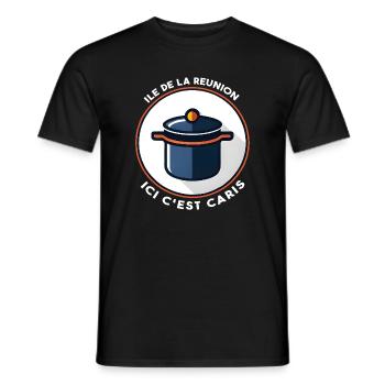 Hier ist es Caris Creole La Réunion Island - Männer T-Shirt - Schwarz - Vorne - AI Model Male 178 light (178cm)