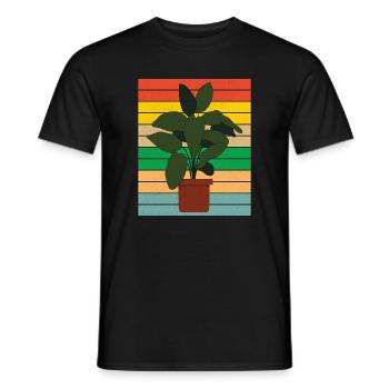 Potted houseplant flat retro - Männer T-Shirt - Schwarz - Vorne - AI Model Male 178 light (178cm)