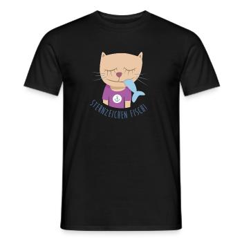 Katze Hafen maritim Anker Fisch Comic Sternzeichen - Männer T-Shirt - Schwarz - Vorne - AI Model Male 178 light (178cm)