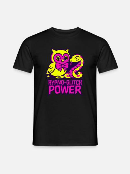 Hypno Glitch Owl and Snake - Men's T-Shirt - black