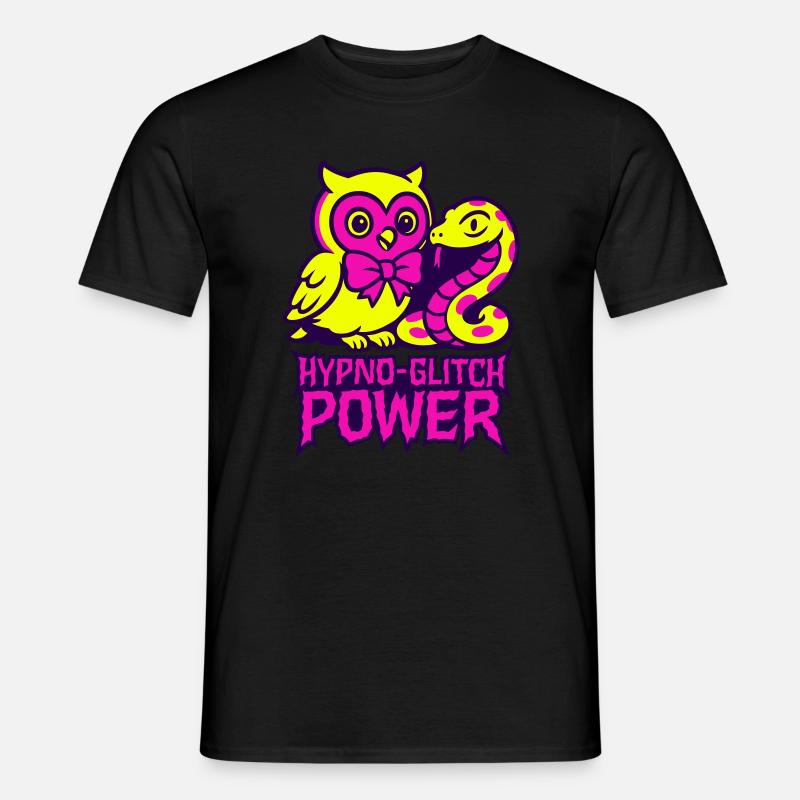 Hypno Glitch Owl and Snake - Männer T-Shirt - Schwarz