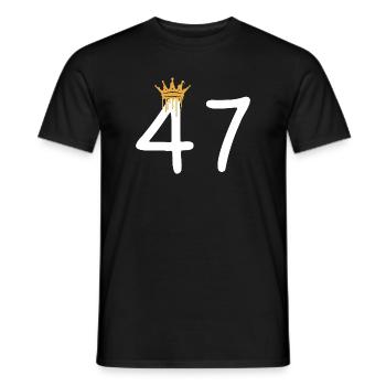 Couronne dorée sur le motif du numéro 47 - T-shirt homme - noir - Devant - AI Model Male 178 light (178cm)