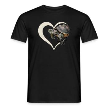 Turtle in heart motif - Men's T-Shirt - black - Front - AI Model Male 178 light (178cm)