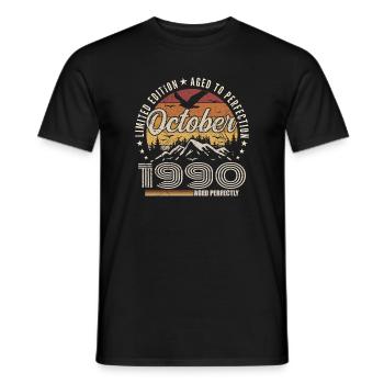 Oktober 1990 Geburtstagsgeschenk - Oktober 1990 - Männer T-Shirt - Schwarz - Vorne - AI Model Male 178 light (178cm)