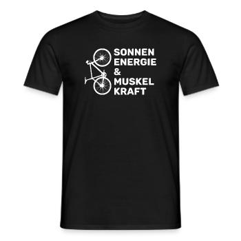 Ich fahre Fahrrad – Sonnenenergie und Muskelkraft - Männer T-Shirt - Schwarz - Vorne - AI Model Male 178 light (178cm)